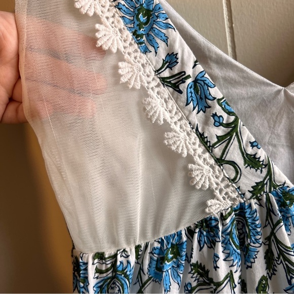 Eddy Clark Floral Maxi Boho Dress Medium Blue & White NWT - Picture 8 of 13